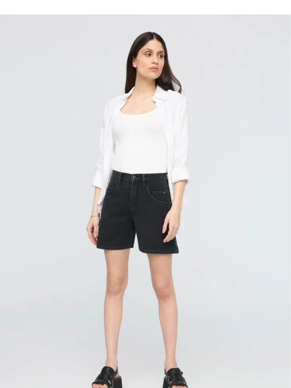 Duer Stretch Canvas High Rise Relaxed Short - Black
